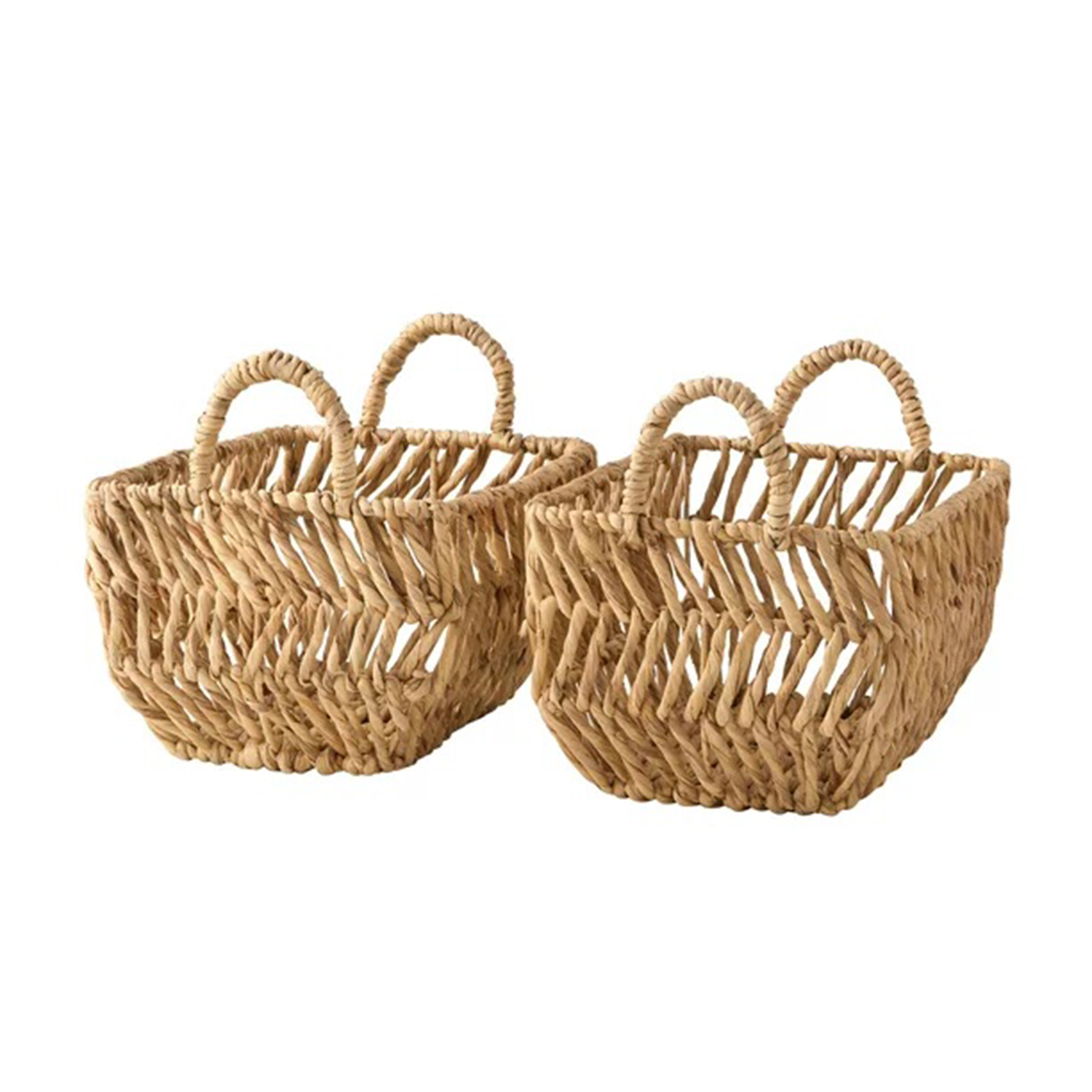 Natural Water Hyacinth Baskets, Set of 2