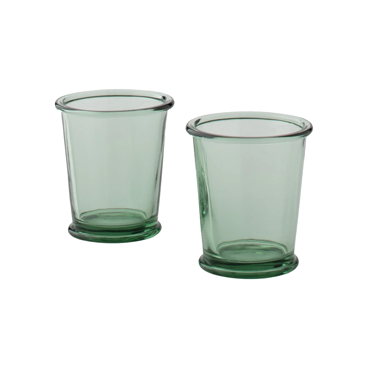 schoolhouse green glassware, two cups