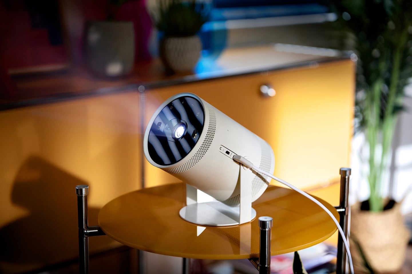 white tabletop projector