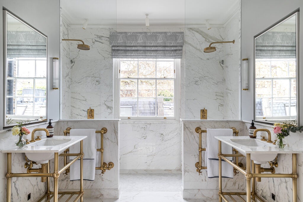 marble bathroom with window