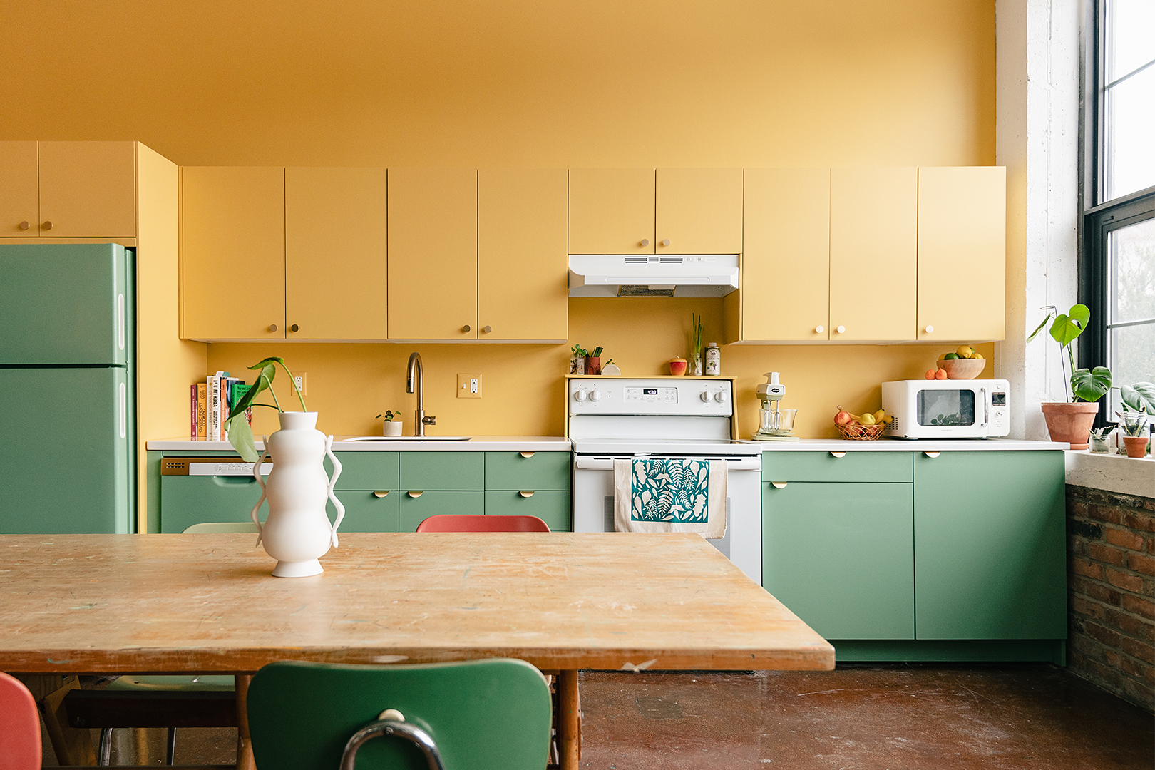 yellow and green kitchen