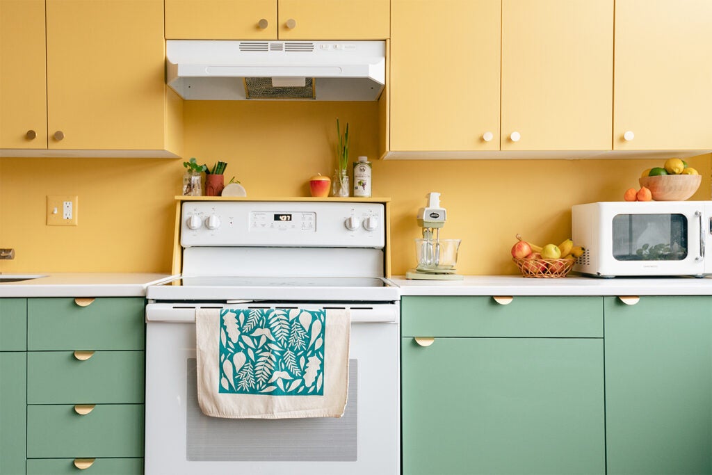 yellow and green kitchen