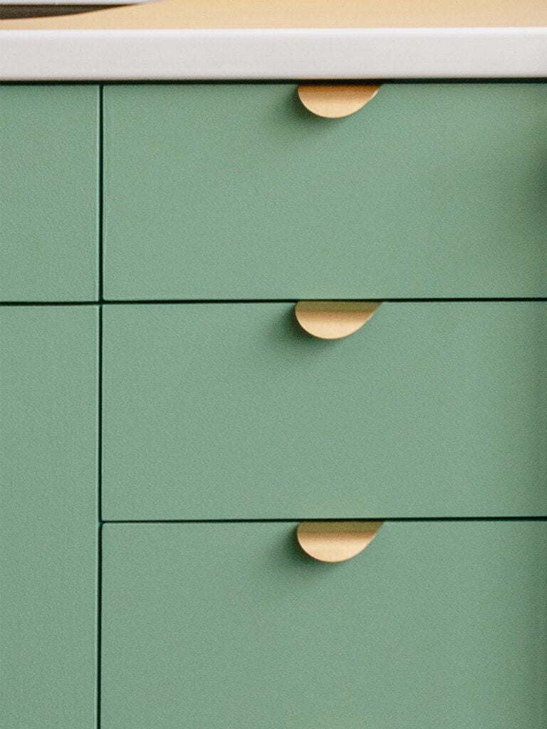 green lower cabinets