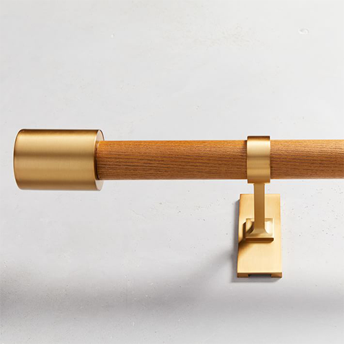 West Elm Curtain Rod Brass and Wood