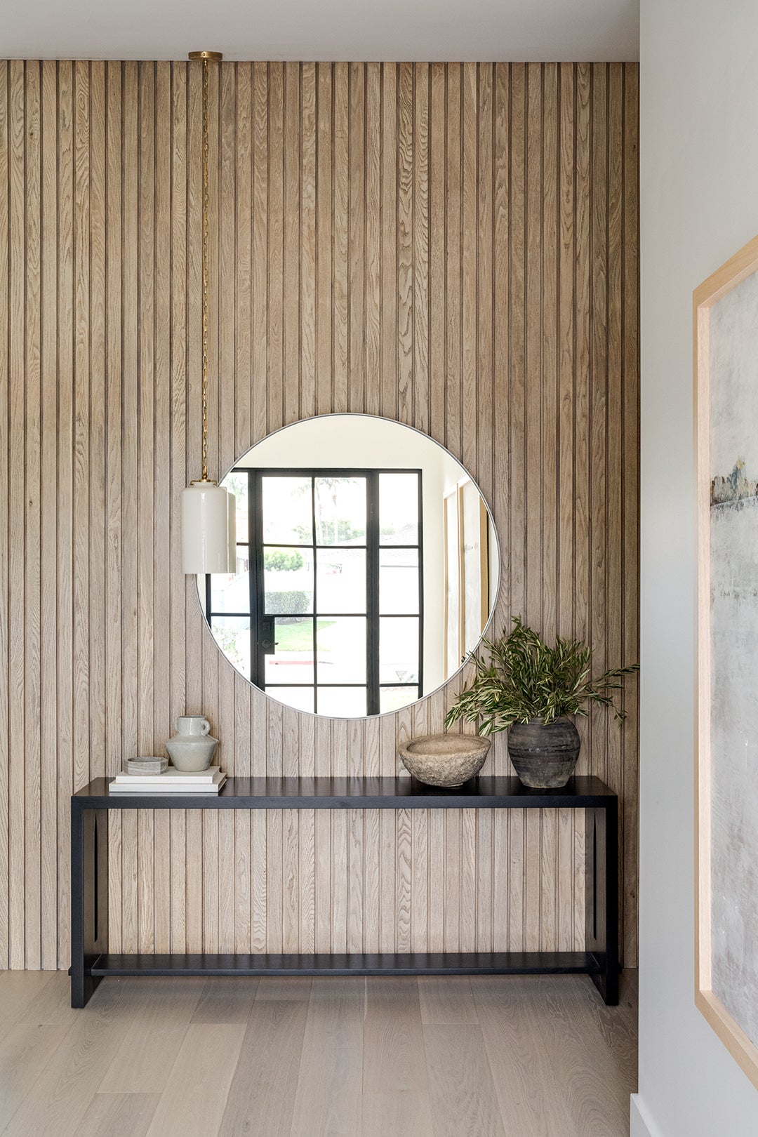 slatted wood accent wall