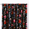Floral Patterned Black Velvet Curtain Panel