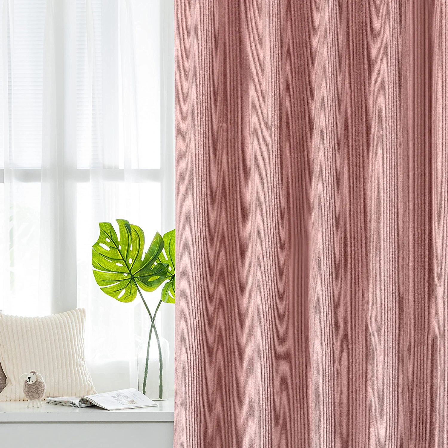 Light Pink Velvet Curtain Panel