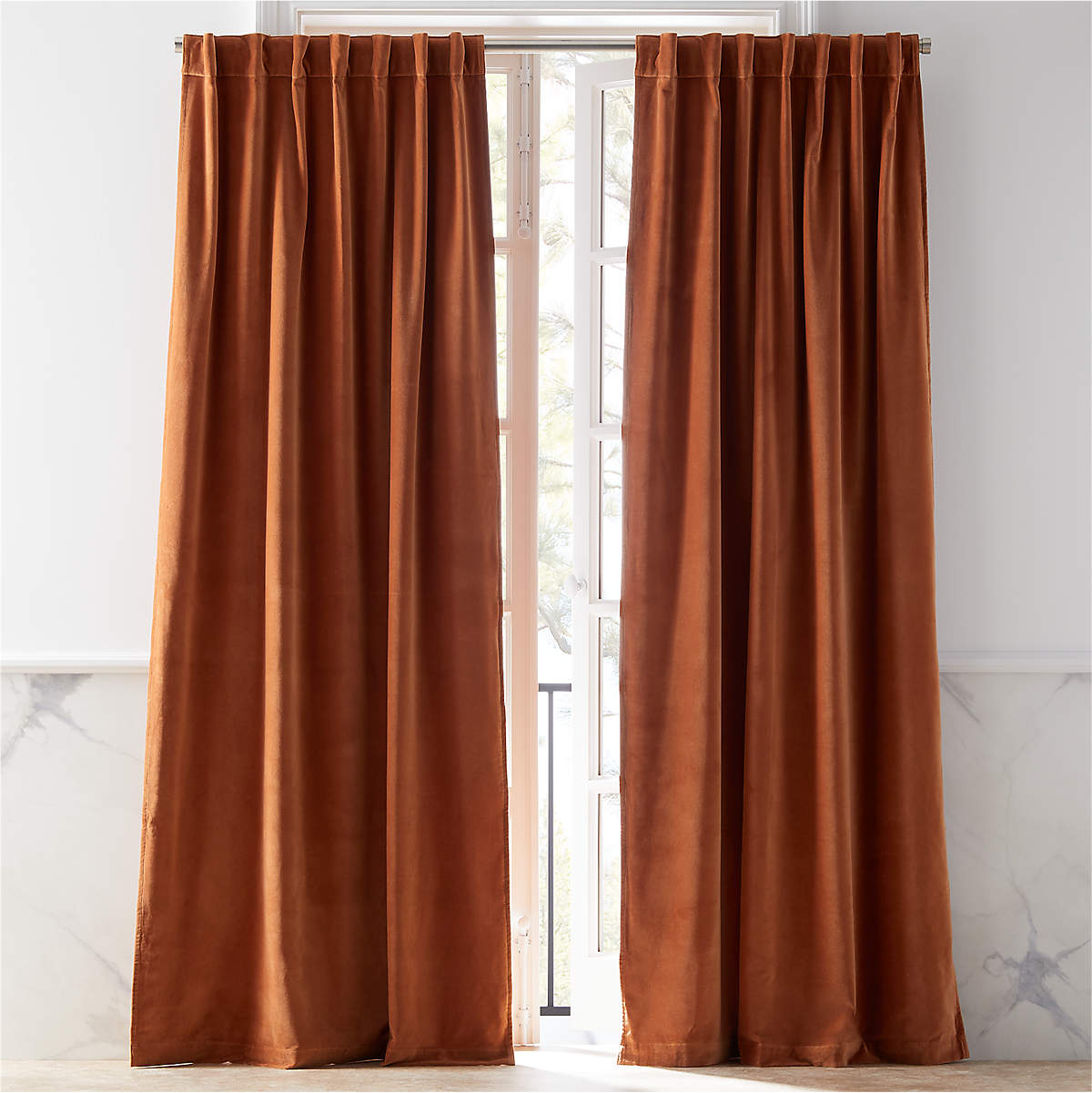 Dark Copper Velvet Curtain Panel