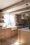 kitchen with ceiling beams