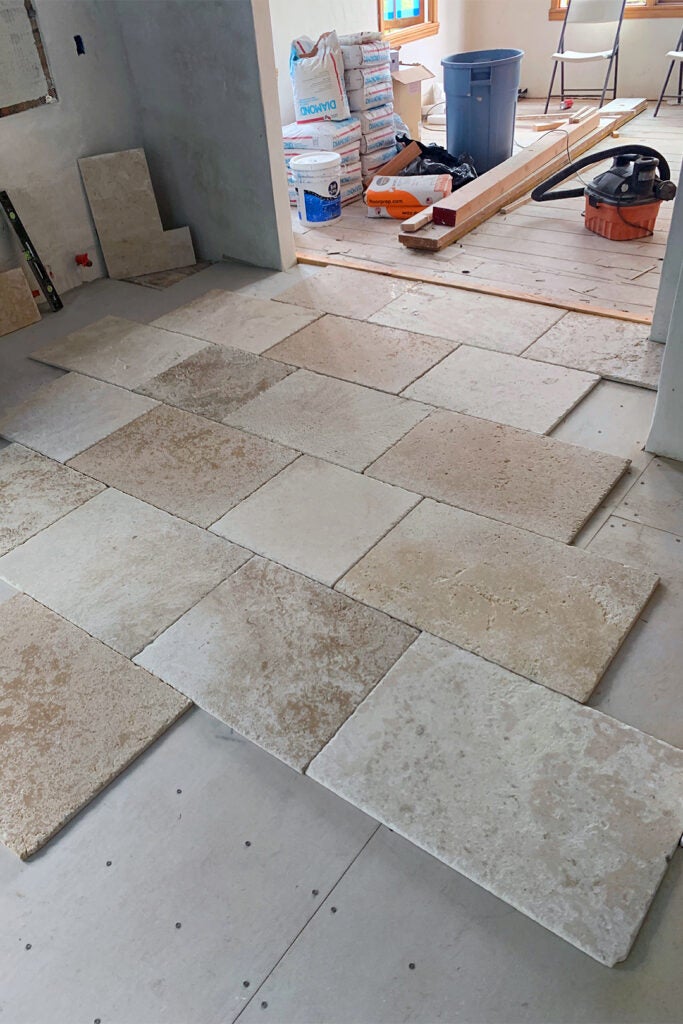 floor tile laid out