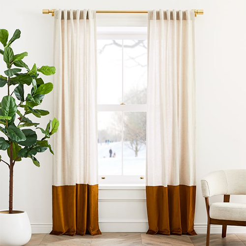 West Elm Linen and Velvet Two-Tone Curtain