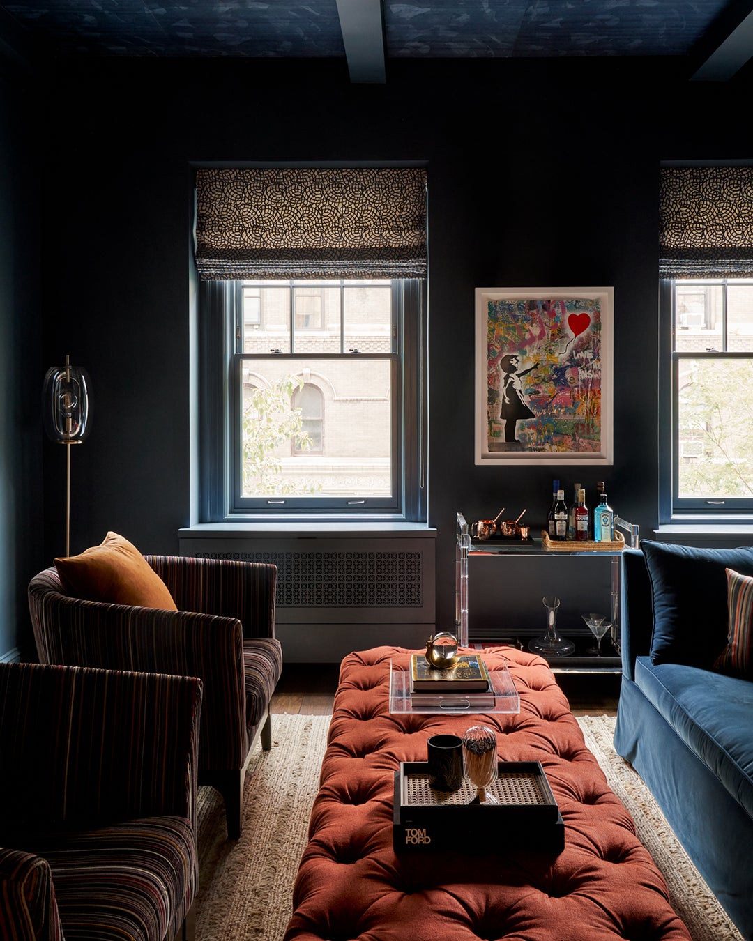 dark blue lounge room