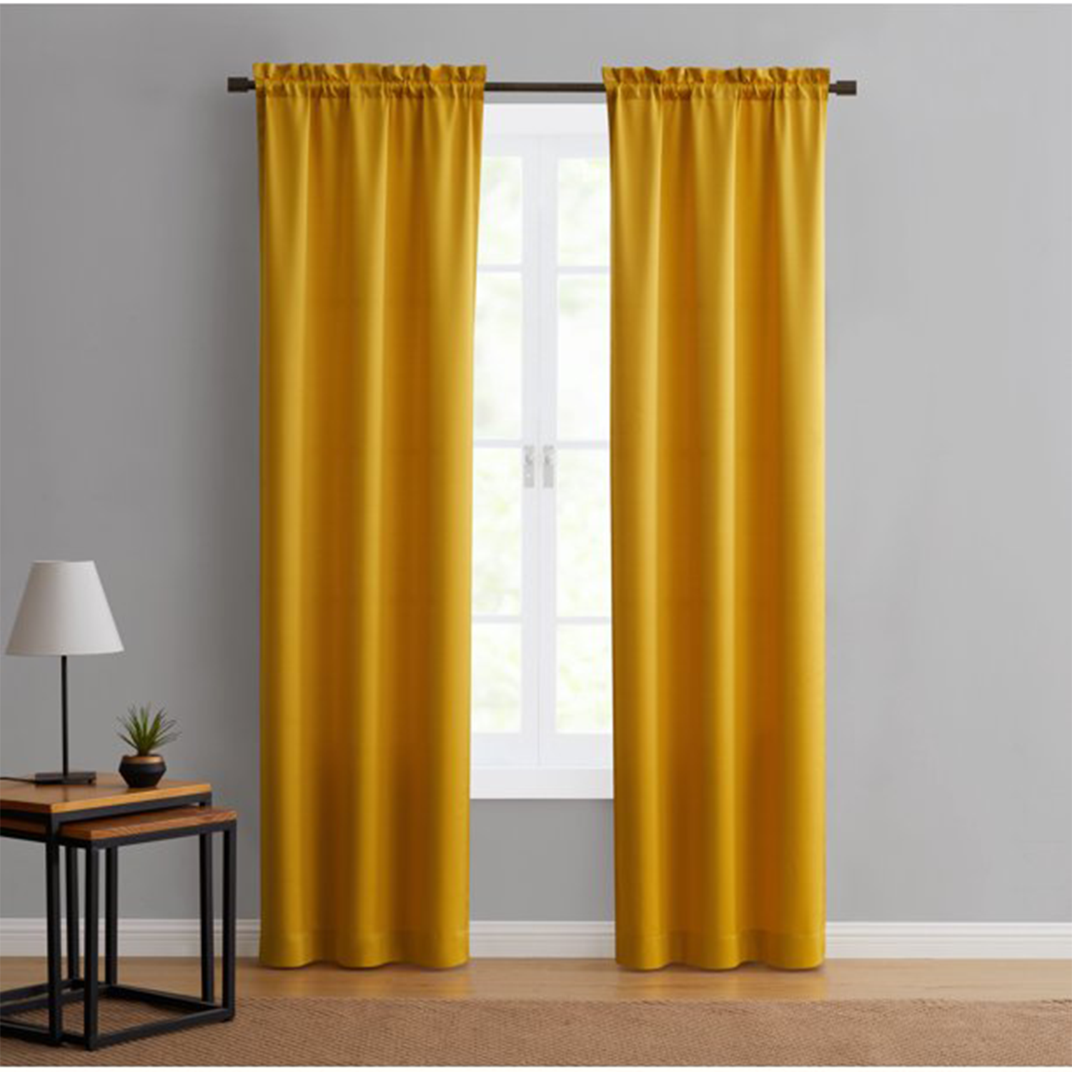 walmart mainstays room darkening curtains in golden sunshine