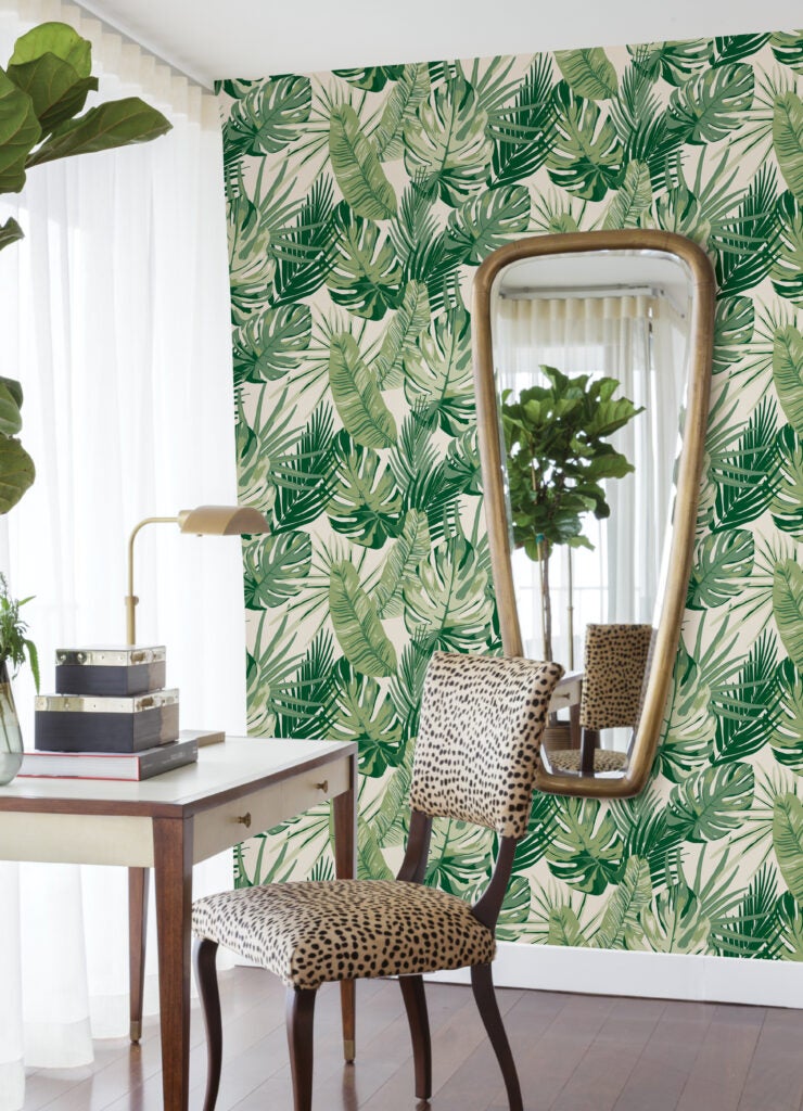palm leaf print wallpaper by rachel zoe