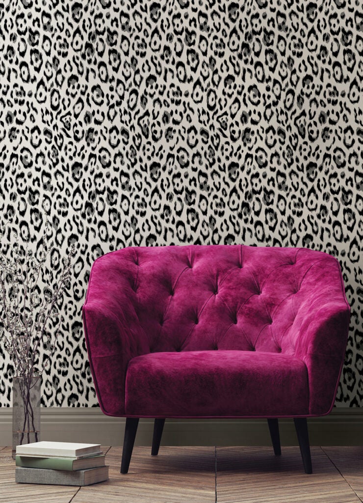 black and cream animal print wallpaper by rachel zoe