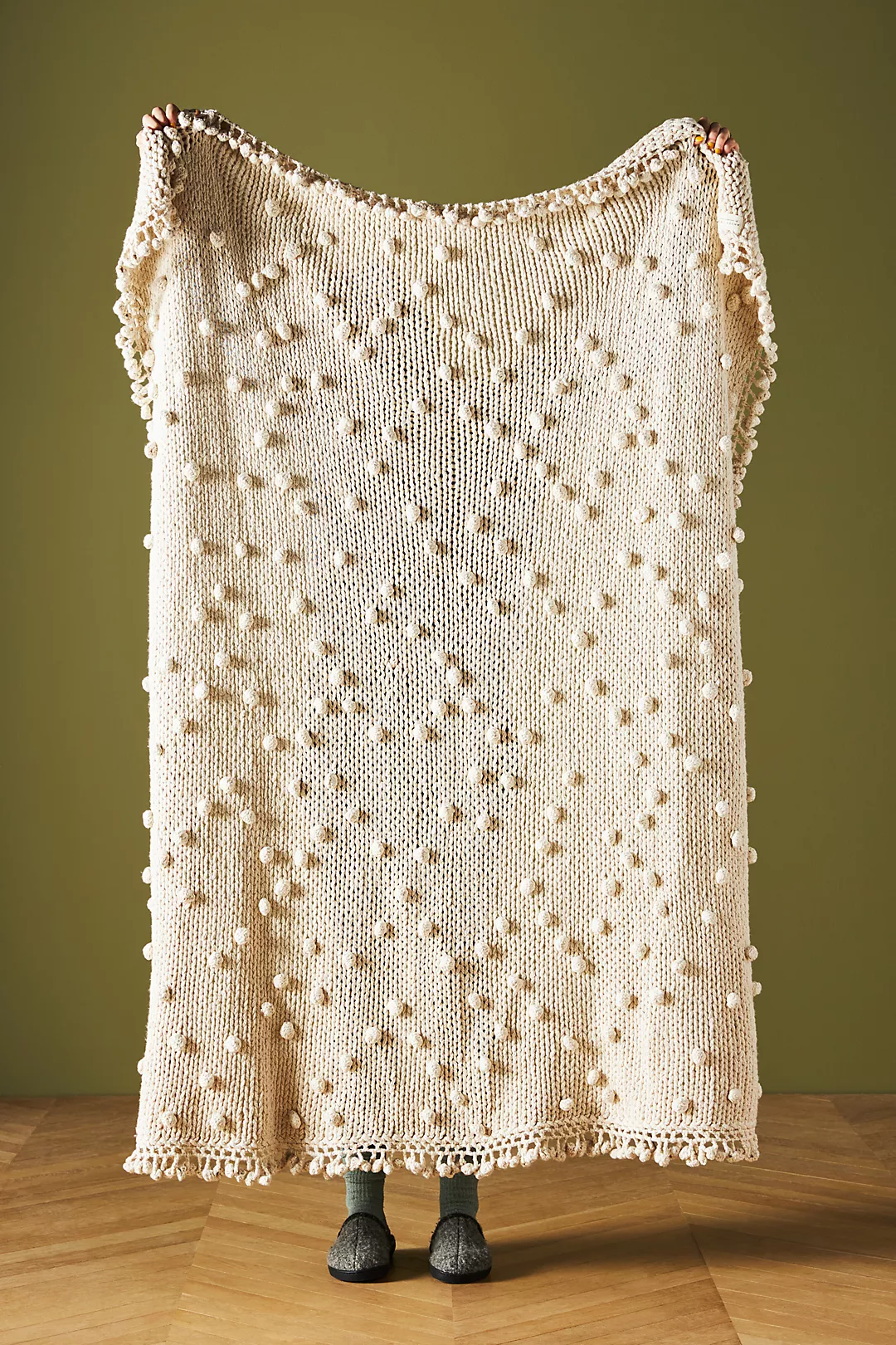 cream knit throw blanket