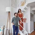 portrait of a couple on stairs
