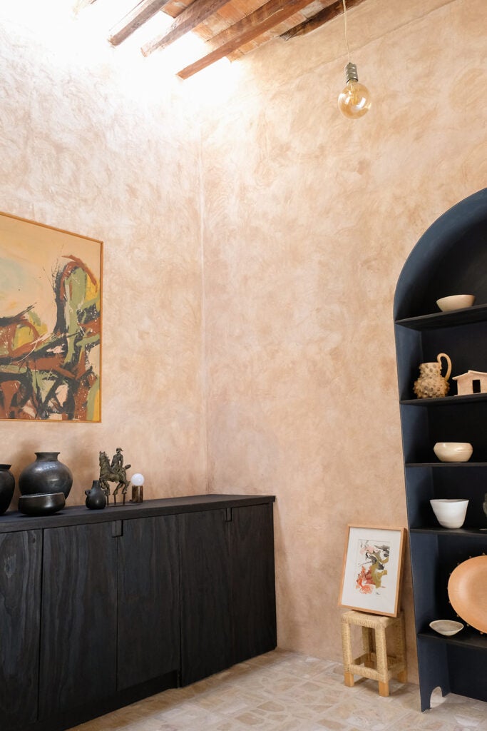 Ceramics on shelf in Stellah Gallery