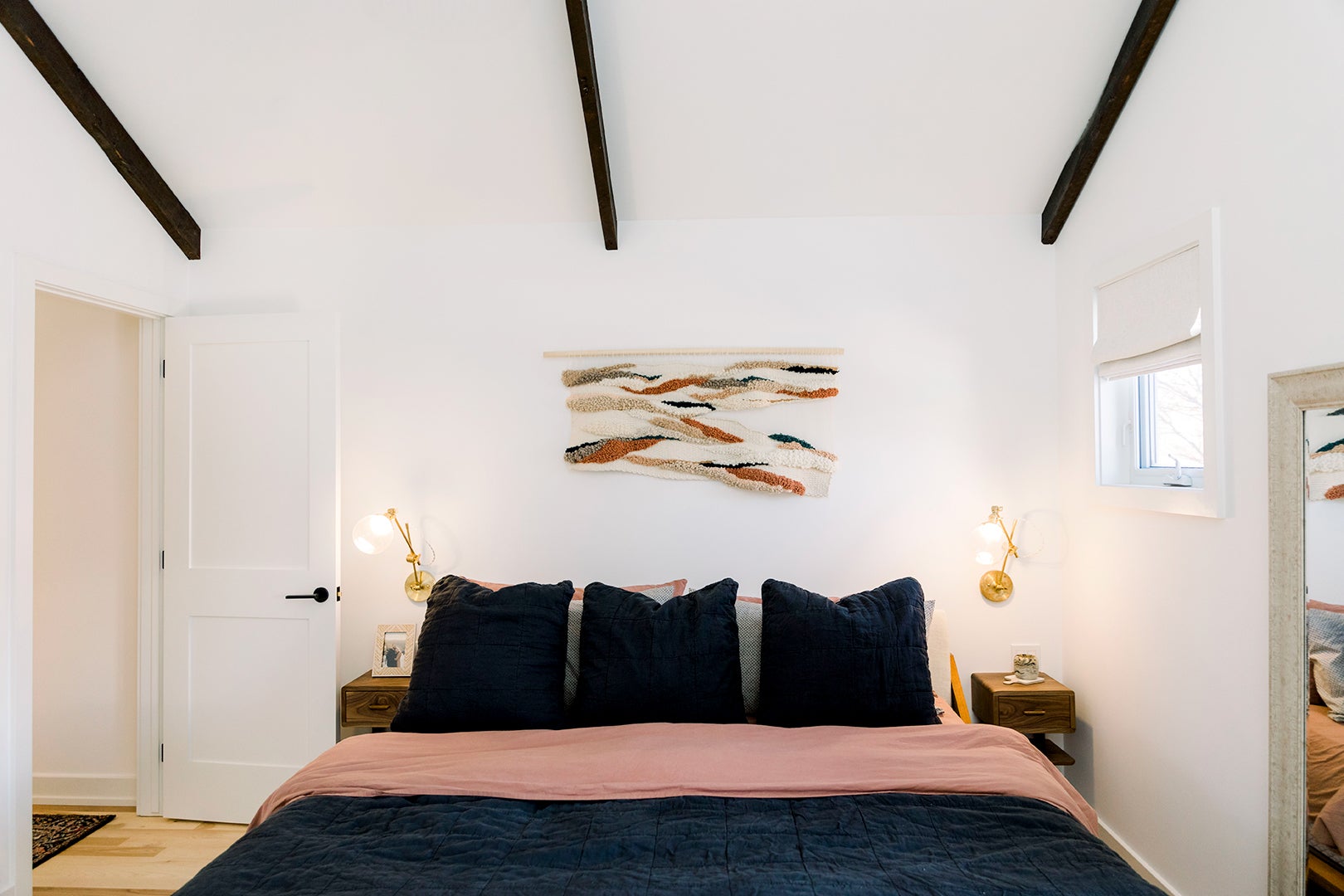 bedroom with ceiling beams