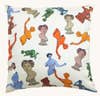 throw pillow with painted statues