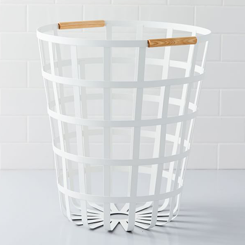 White Metal Laundry Basket by Yamazaki