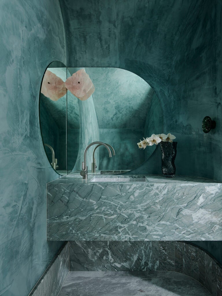 marble blue bathroom