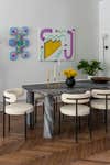 curved white dining chairs