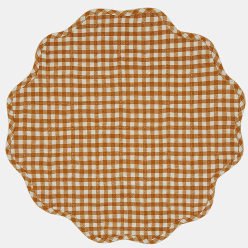 Gingham Gold Mini Placemat Scallop by Heather Taylor Home