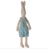 stuffed animal bunny in overalls