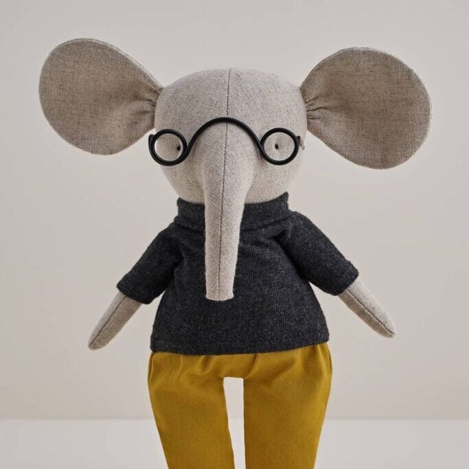 elephant stuffed animal with glasses
