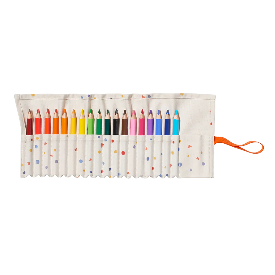 rainbow polka dot colored pencil case