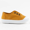 ochre canvas kid's shoe with white sole