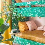 green upholstered bunk bed