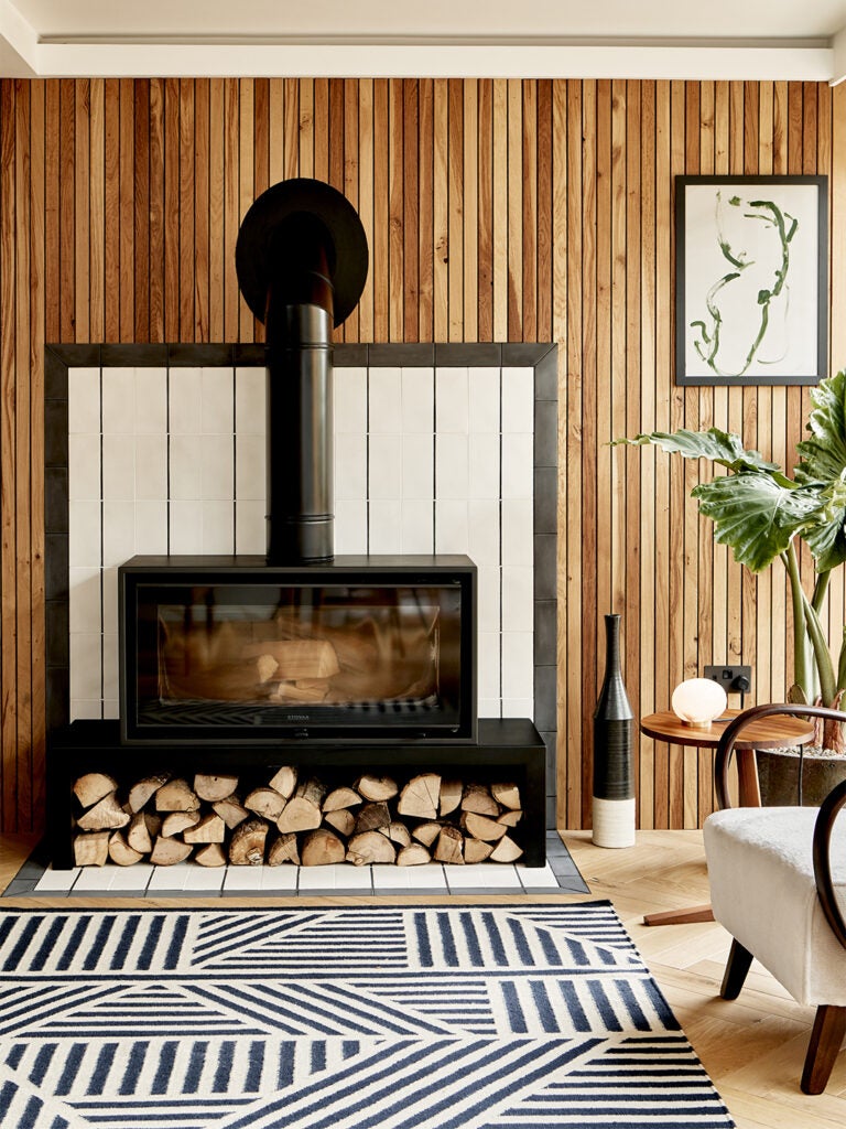 white fireplace tile