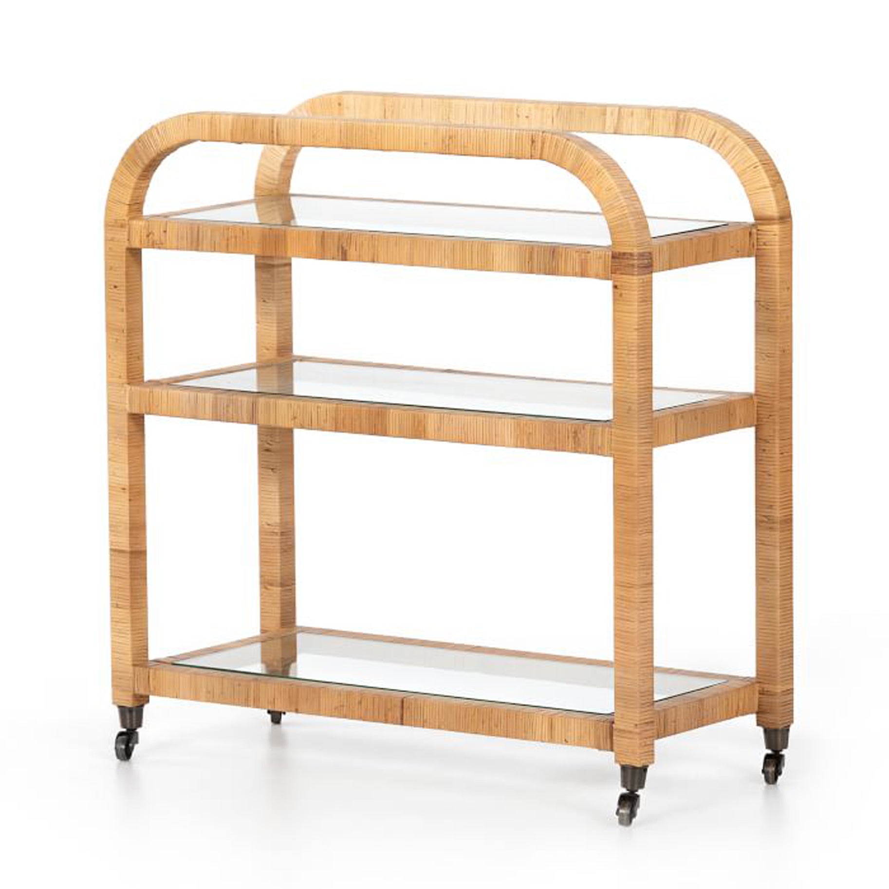 West Elm Rounded Wood Bar Cart Domino