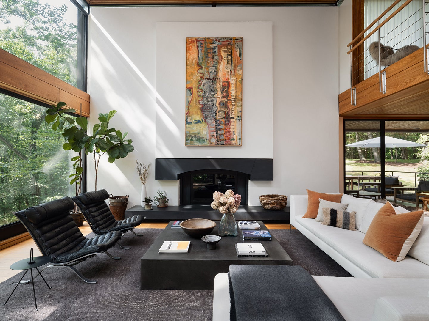 modern two story living room