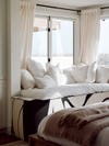 black and white twin bed nook