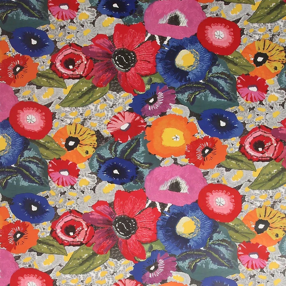 multicolored poppy floral wallpaper