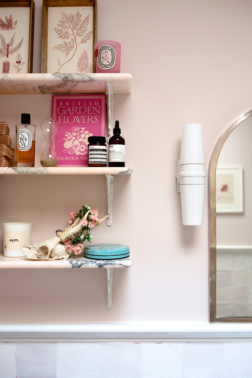 pink shelves