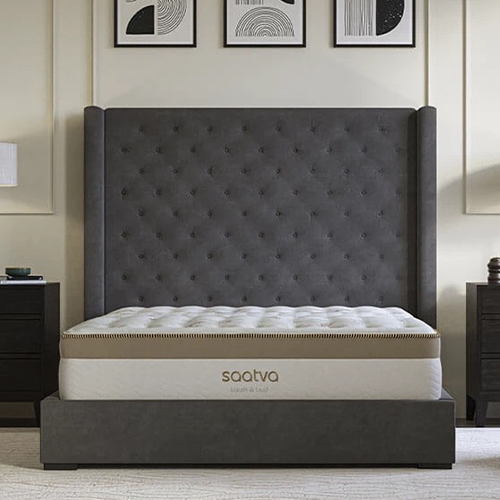 memory foam mattress on quilted bedframe
