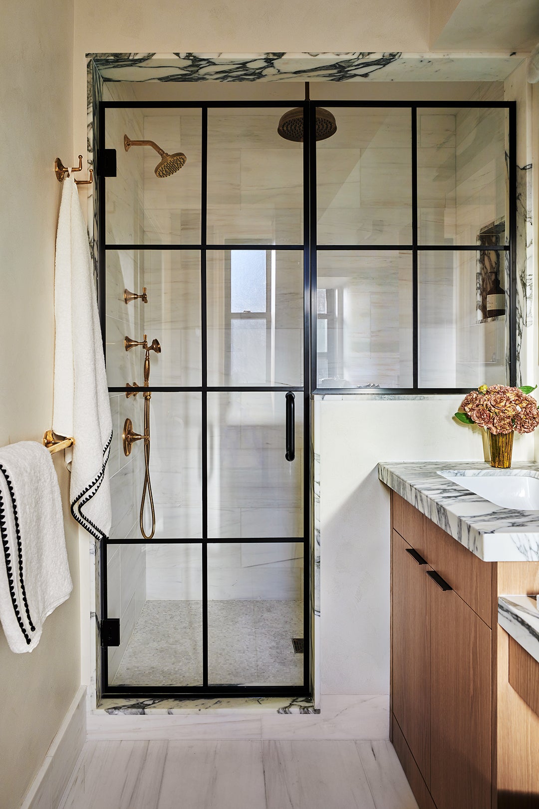 steel framed shower door