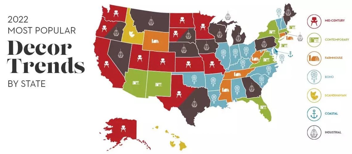 The Most Popular Home Decor Styles by State, Including How Michigan Does Industrial