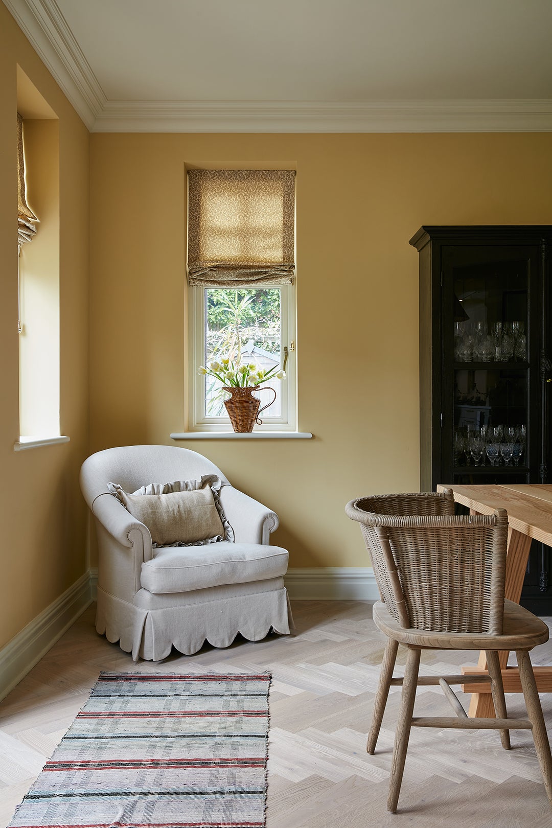 armchair in a dining room corner