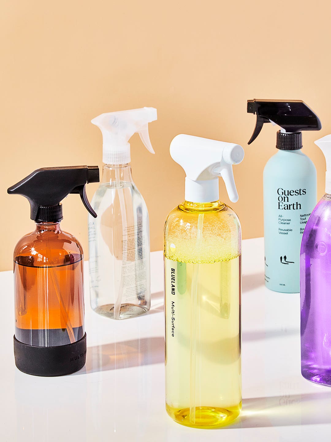 Plastic, Glass, and Aluminum Cleaning Bottles