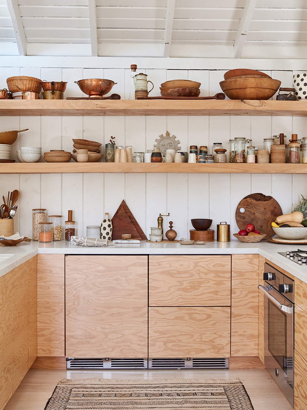 plywood kitchen cabinets and open shelving