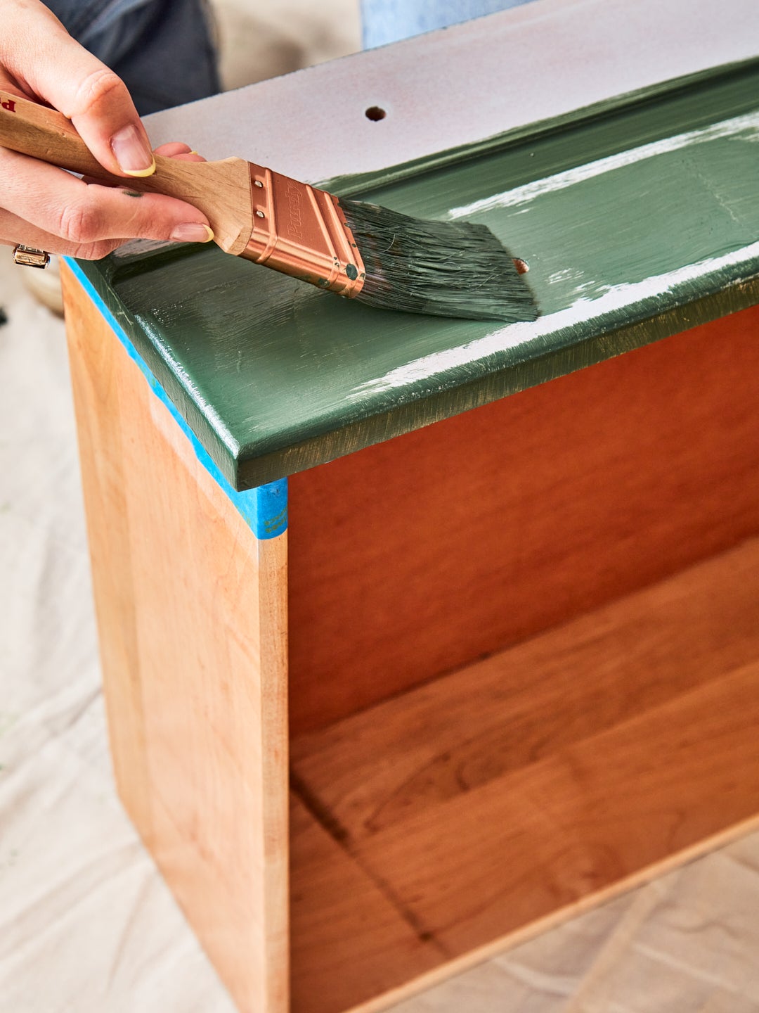 painting dresser drawers green