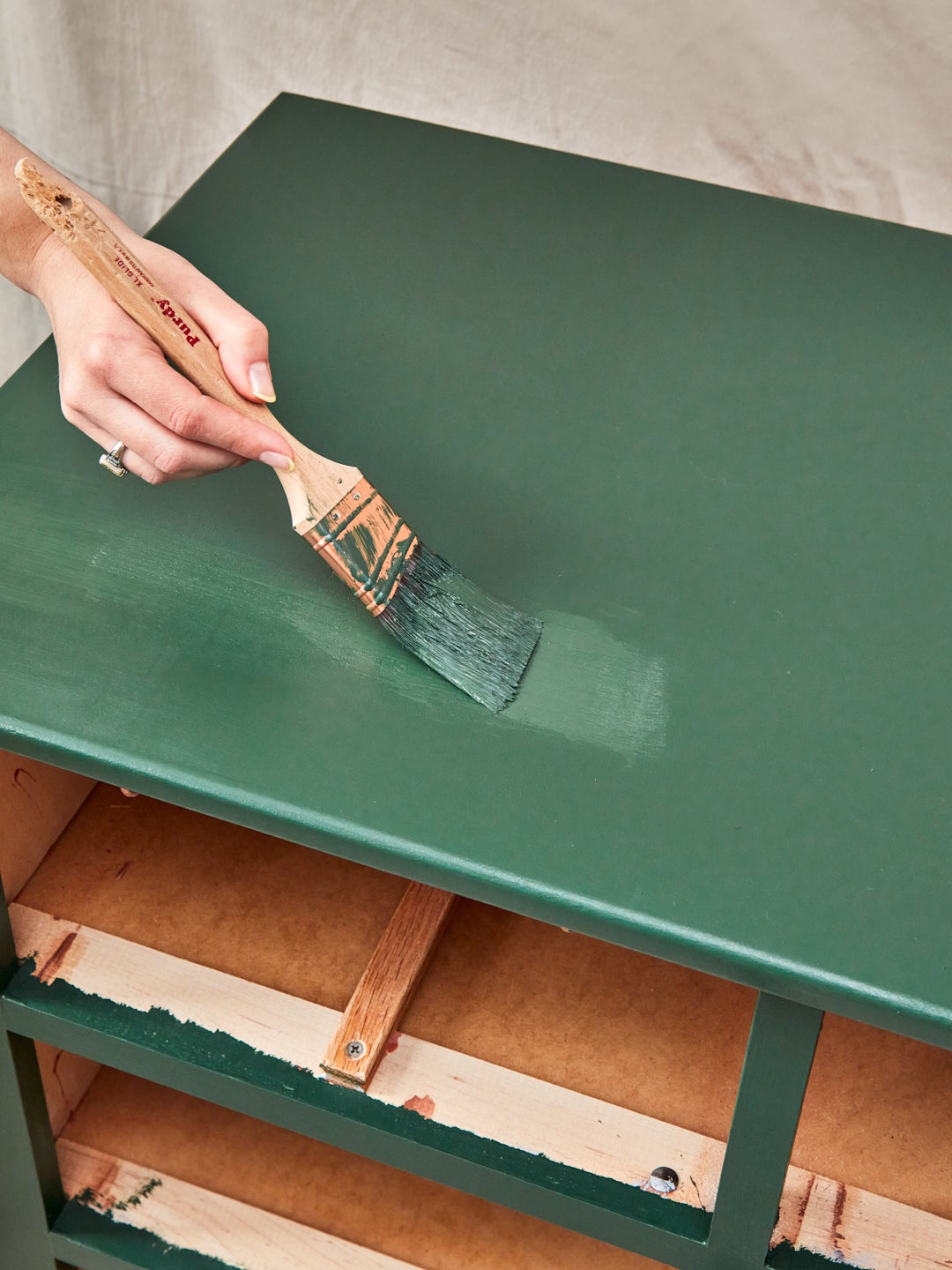painting wooden dresser green