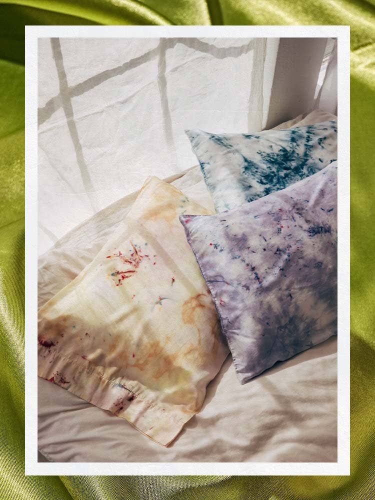 Three Silk Pillowcases in Tie Dye