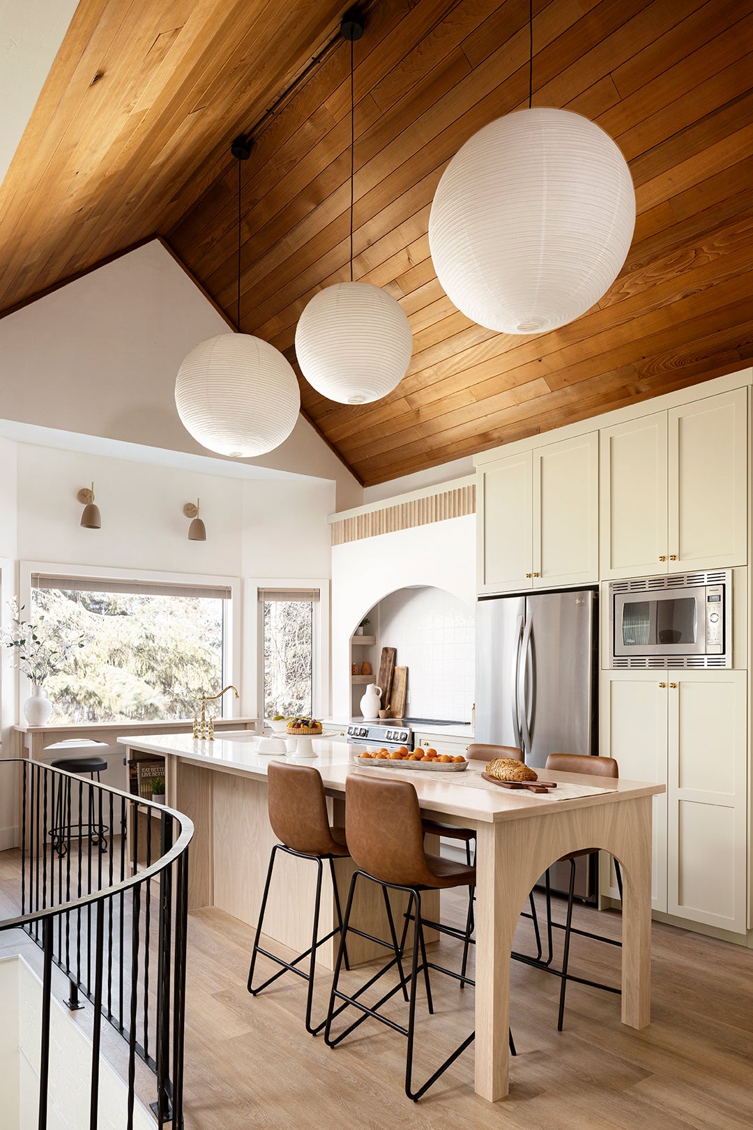vaulted wood kitchen ceiling