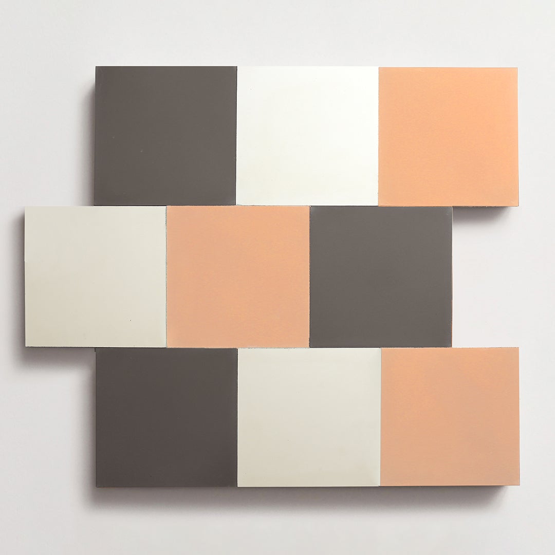 strips of tricolor staggered tiles.